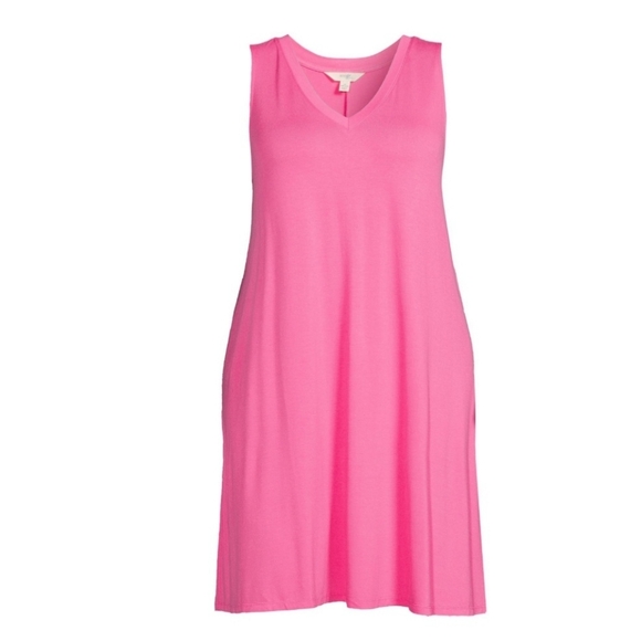 * Terra & Sky  womens Plus size 1X flip flop midi dress solid pink - Picture 6 of 6